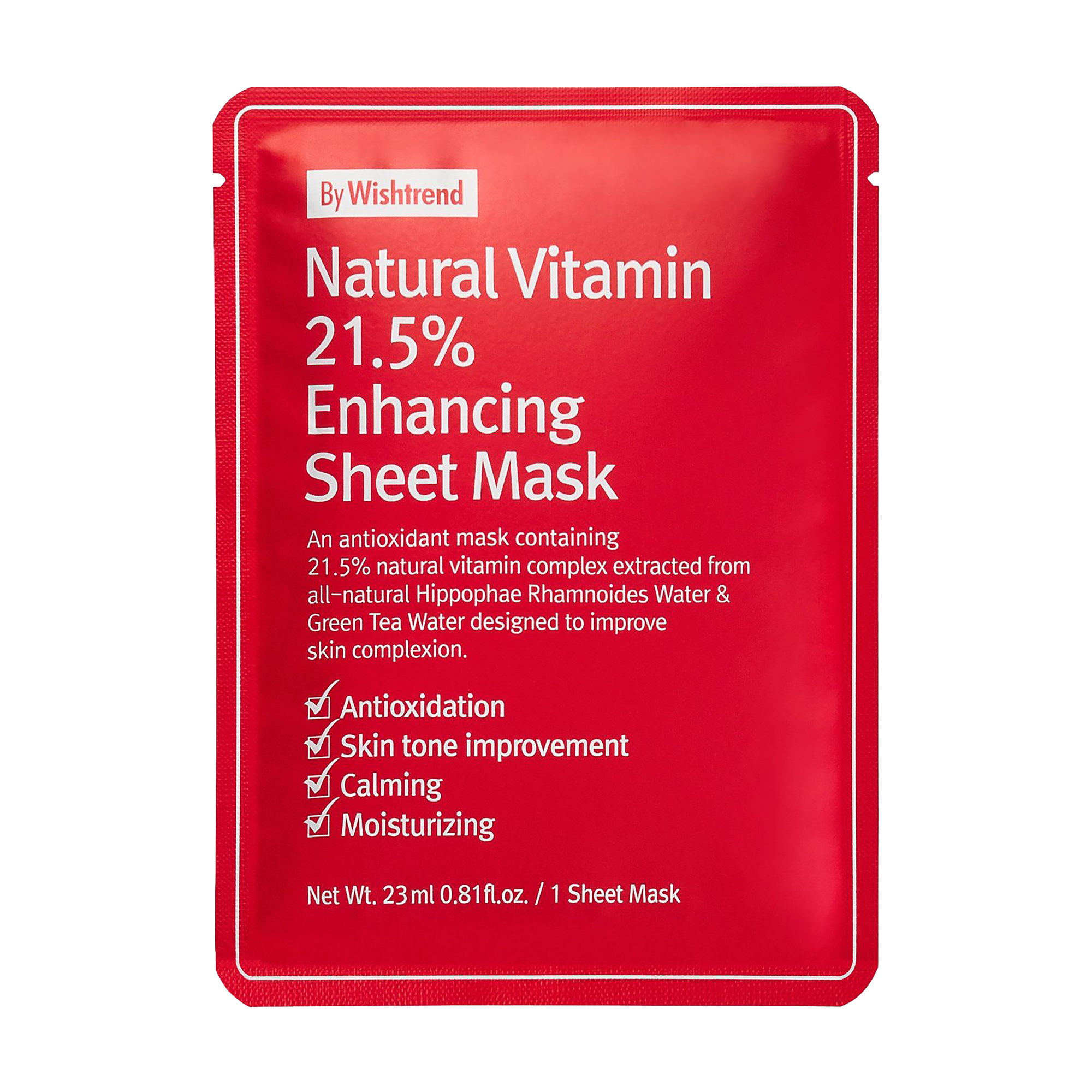 Вітамінна антиоксидантна тканинна маска для обличчя By Wishtrend Natural Vitamin 21.5% Enhancing Sheet Mask, 23 мл